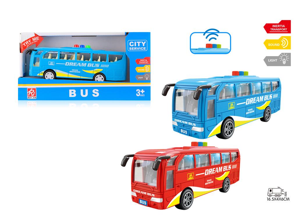 Автобус инерционный красный 1:32 с подсветкой и звуком, RJ6688