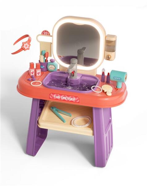 Стол парикмахера-визажиста с раковиной, с зеркалом с подсветкой и аксессуарами, 008-959