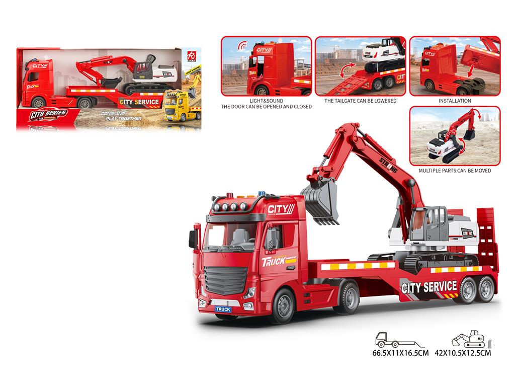 Экскаватор инерционный красный, RJ2812B