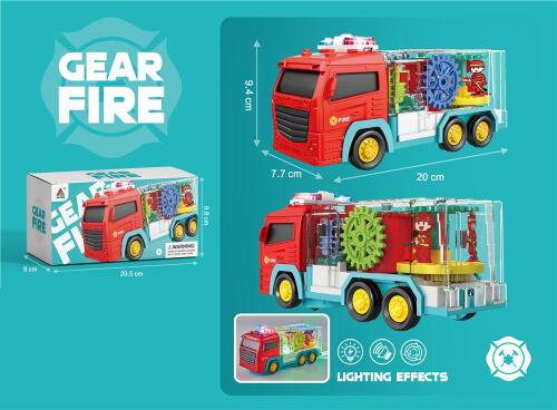 Пожарная машина с прозрачным кузовом с подсветкой и музыкой, FS235-5A