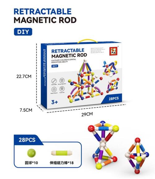 Конструктор из магнитных палочек 28 дет, RDF-1084