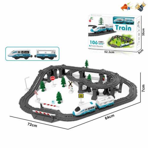 Trenuleț electric cu baterii și lumini, 106 piese, AU2887