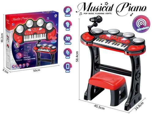 Электрическое пианино с барабанной установкой со стульчиком, 226B