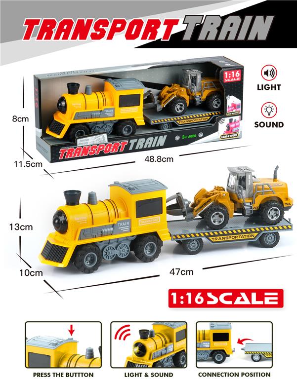 Un tren de construcții inerțial care transportă un vehicul de construcții, 123-246