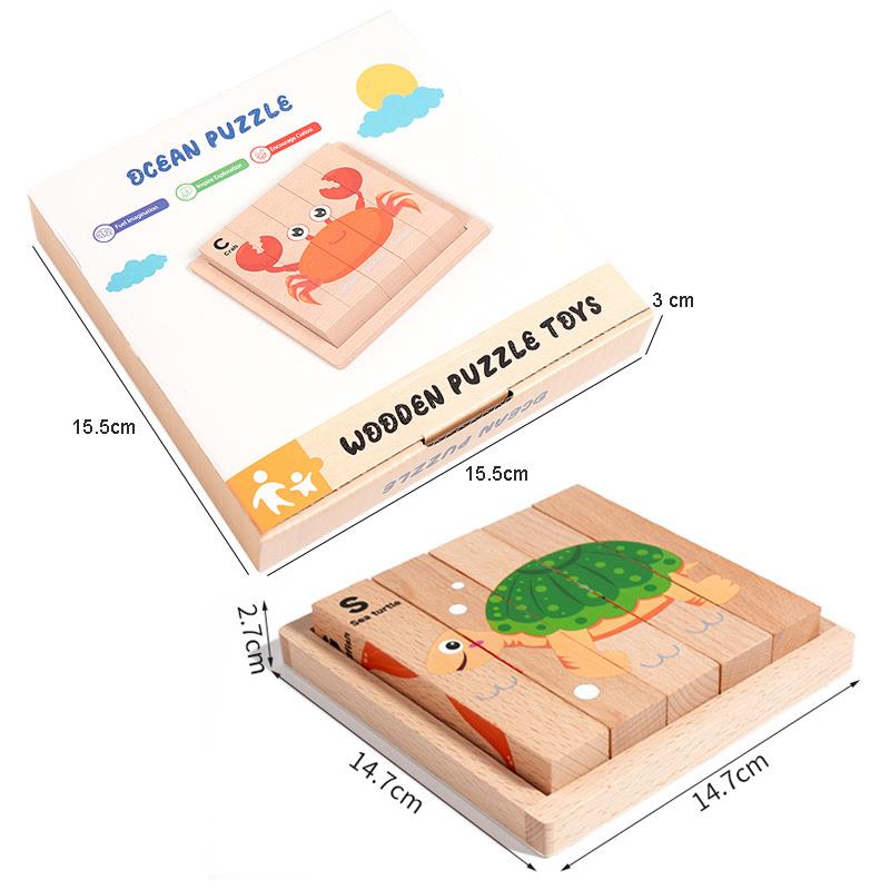 Puzzle 3D din lemn cu animale marine, 5740-3