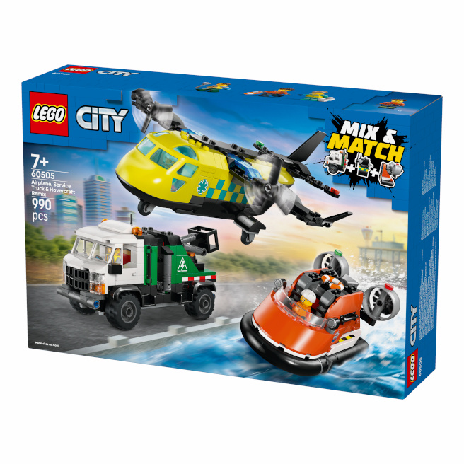 LEGO CITY AVION AUTOSPECIALA DE SERVICE SI AEROGLISOR IN VERSIUNI ADAPTATE, 60505