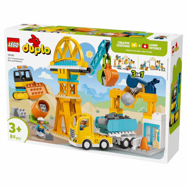 LEGO DUPLO SANTIER SI VEHICULE DE CONSTRUCTII 3 IN 1, 10476