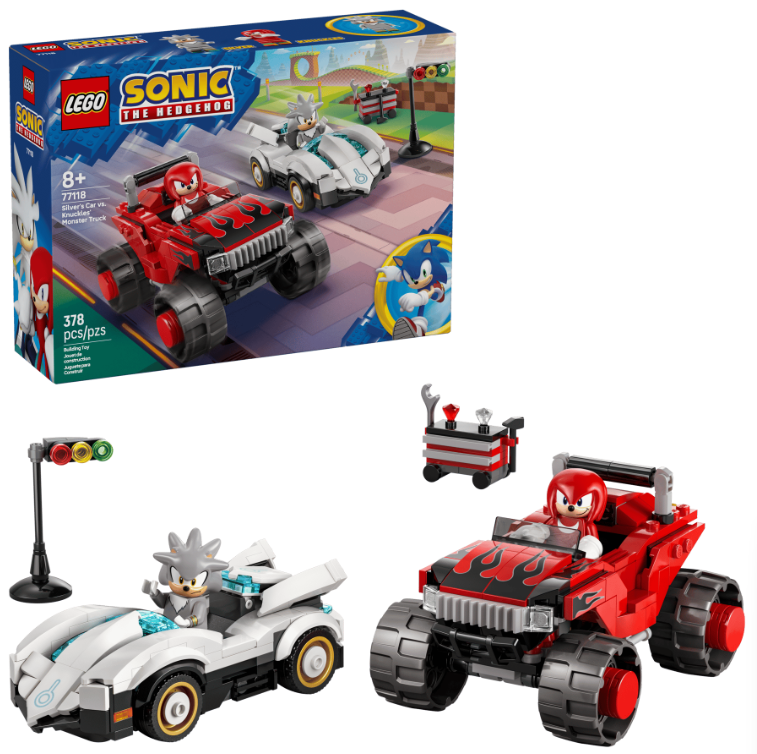 LEGO SONIC MASINA LUI SILVER VS CAMIONUL GIGANT AL LUI KNUCKLES, 77118