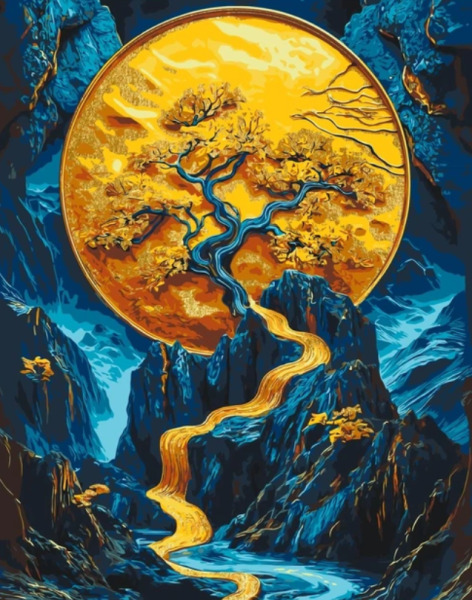 Картина по номерам «Волшебное дерево» с красками металлик. Абстракция 40*50 см Оригами, LW3411