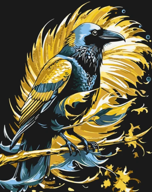 Pictura pe numere „Pasari. Corb mandru” cu vopsele metalice 40*50 cm Origami, LW3421