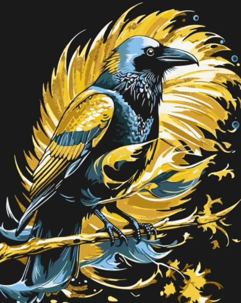 Картина по номерам «Птицы. Гордый ворон» с красками металлик 40*50 см Оригами, LW3421