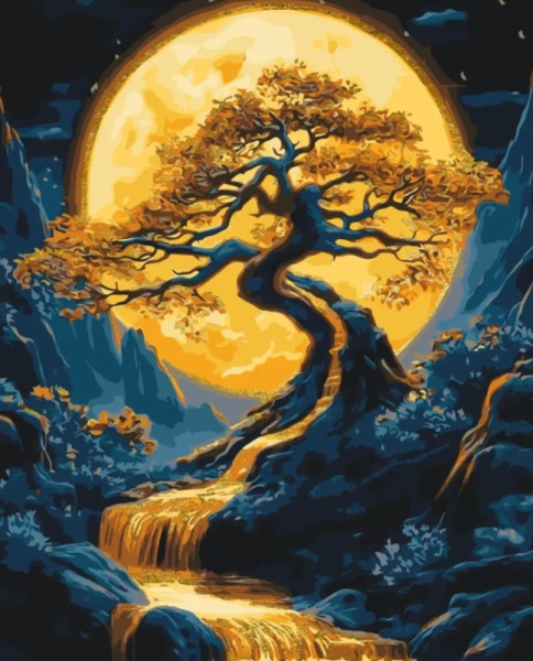 Картина по номерам «Пейзаж. Дерево» с красками металлик 40*50 см Оригами, LW3428