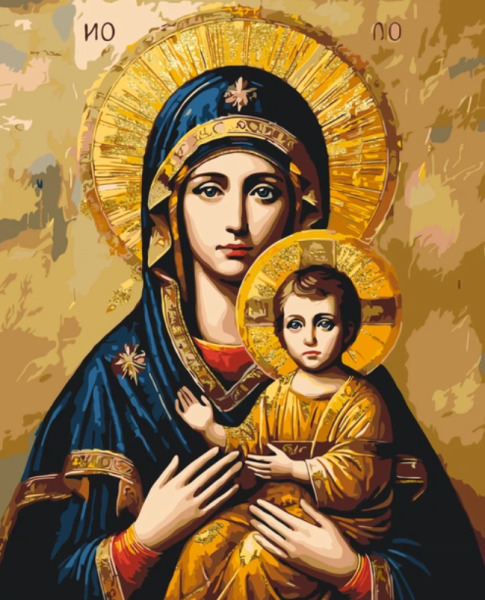 Pictura pe numere „Religie. Icoana Maicii Domnului” cu vopsele metalice 40*50 cm Origami, LW3431