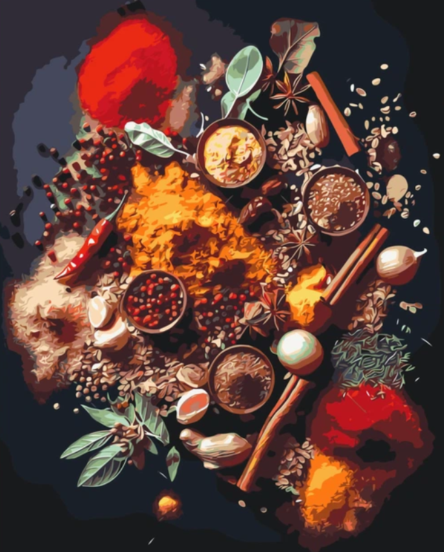 Pictura pe numere „Natura statica. Condimentele lumii” 40*50 cm Origami, LW3451