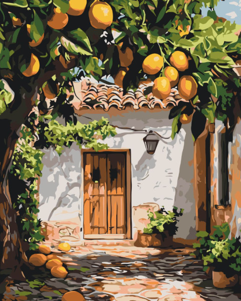 Картина по номерам «Пейзаж. Лимонный двор» 40*50 см Оригами, LW3487