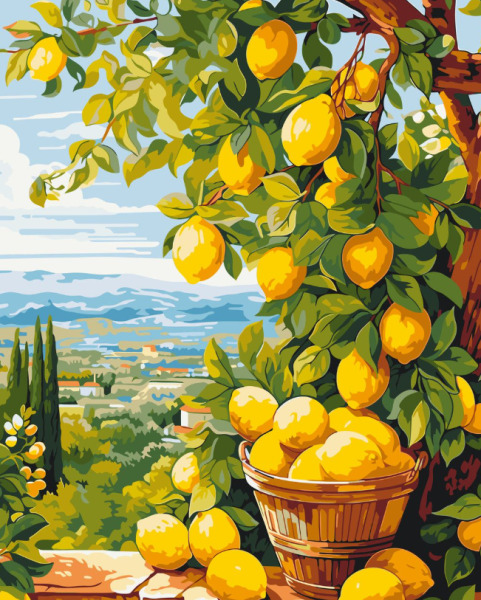 Pictura pe numere „Peisaj. Lamai (citrus)” 40*50 cm Origami, LW3490