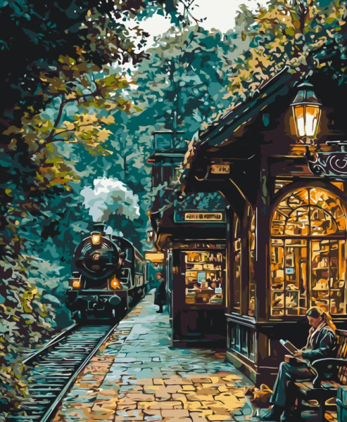 Картина по номерам «В ожидании поезда. Пейзаж» 40*50 см Оригами, LW3494