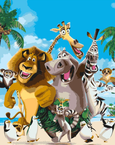 Pictura pe numere „Eroi de film. Echipa din Madagascar” 40*50 cm Origami, LW3513