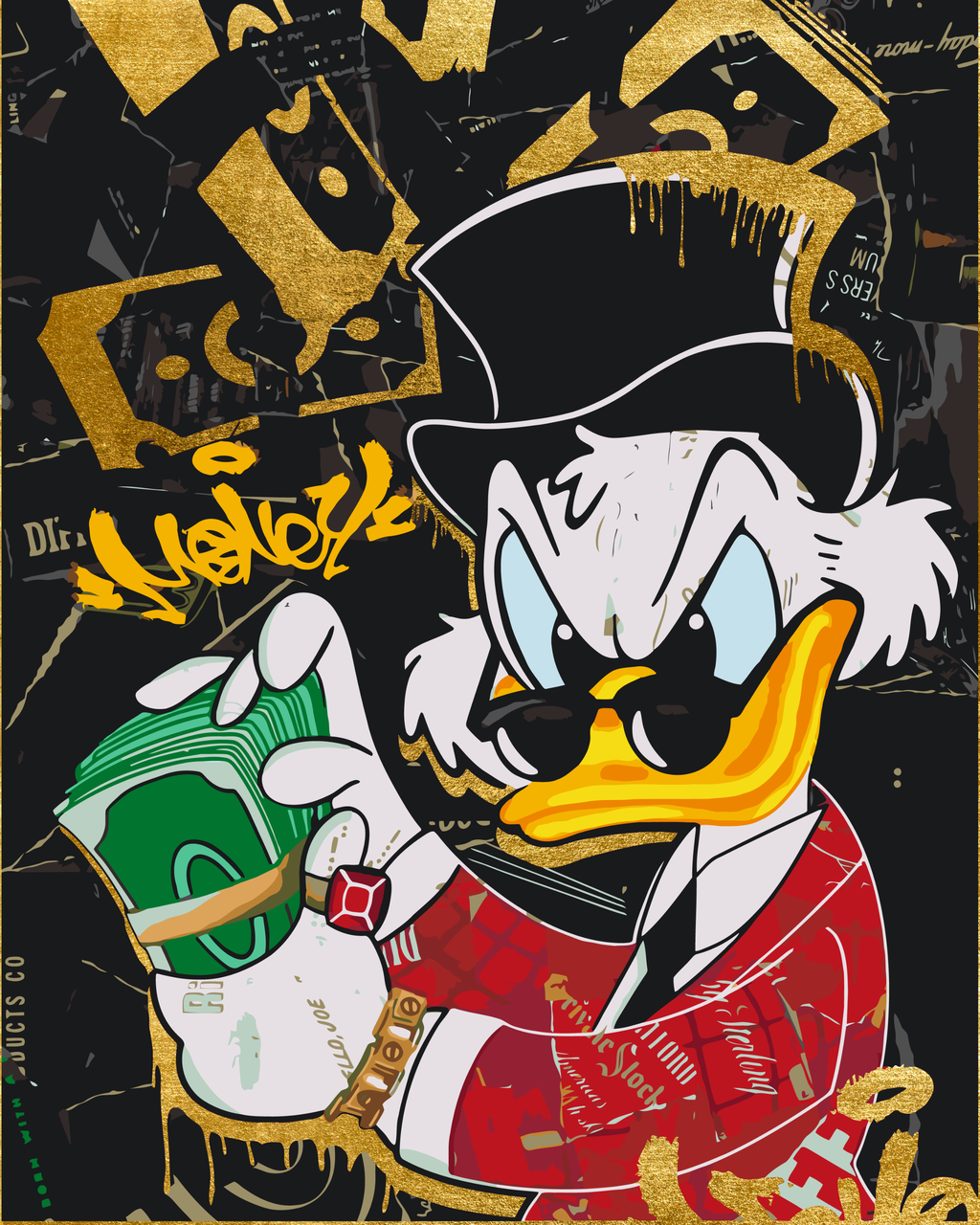 Pictura pe numere „Scrooge McDuck” cu vopsele metalice (aurii) 40*50 cm Origami, LW30051