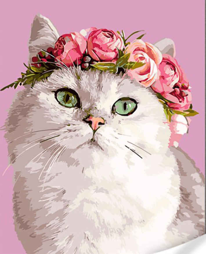 Картина по номерам ,,Кот с цветочным венком,, 40x50 см 73790