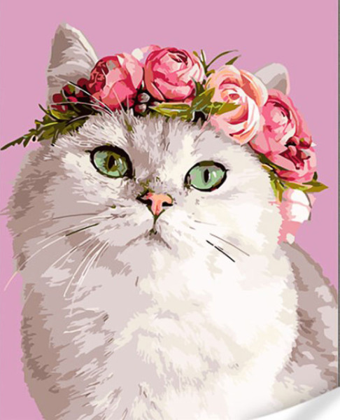 Картина по номерам ,,Кот с цветочным венком,, 40x50 см 73790