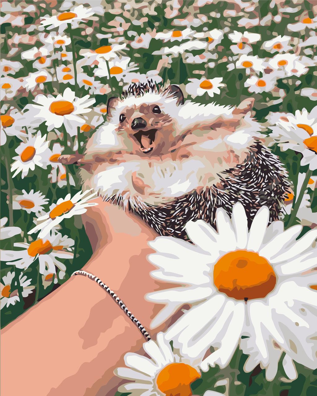 Картина по номерам «Ежик в ромашках» 40*50 см Оригами, LW3086