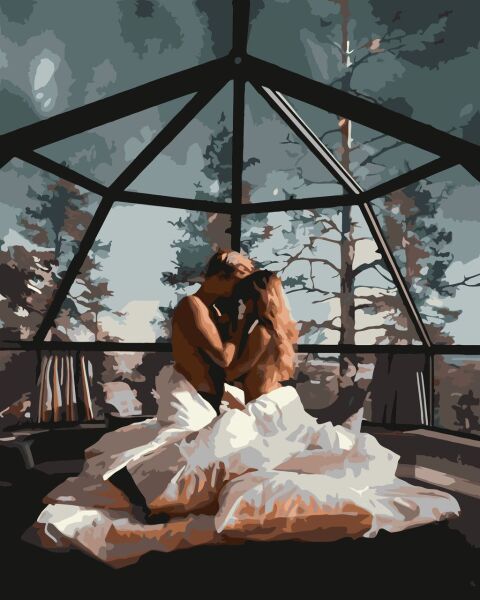 Pictura pe numere „Pereche sub cerul noptii” 40*50 cm Origami, LW3169