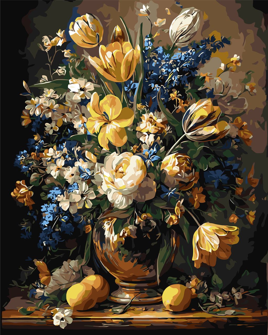 Pictura pe numere „Flori. Buchet clasic”, cu vopsele metalice, 40×50 cm Origami, LW3174-01