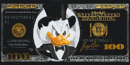 Pictura pe numere „Scrooge McDuck. Dolar negru” cu vopsele metalice (aurii) 40*80 cm Origami, LW3287