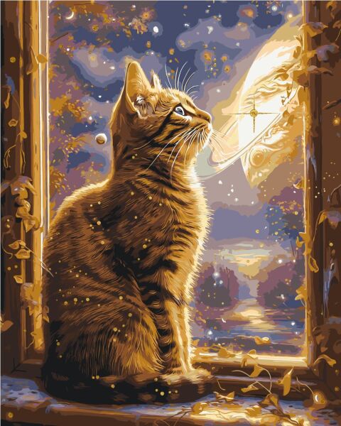 Pictura pe numere „Pisica in spatiu. Animale” 40*50 cm Origami, LW3300