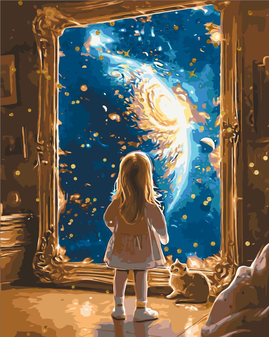 Pictura pe numere „Portal in cosmos. Oameni. Animale. Peisaj” 40*50 cm Origami, LW3306