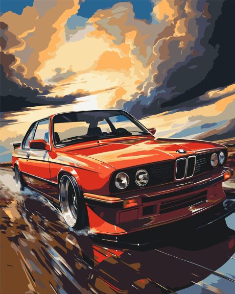 Pictura pe numere „Auto. BMW E34” 40*50 cm Origami, LW3324