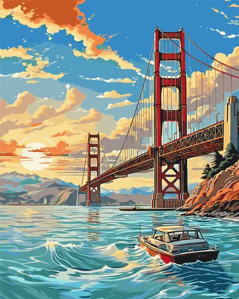 Pictura pe numere „Peisaj. Podul San Francisco. Golden Gate” 40*50 cm Origami, LW3328