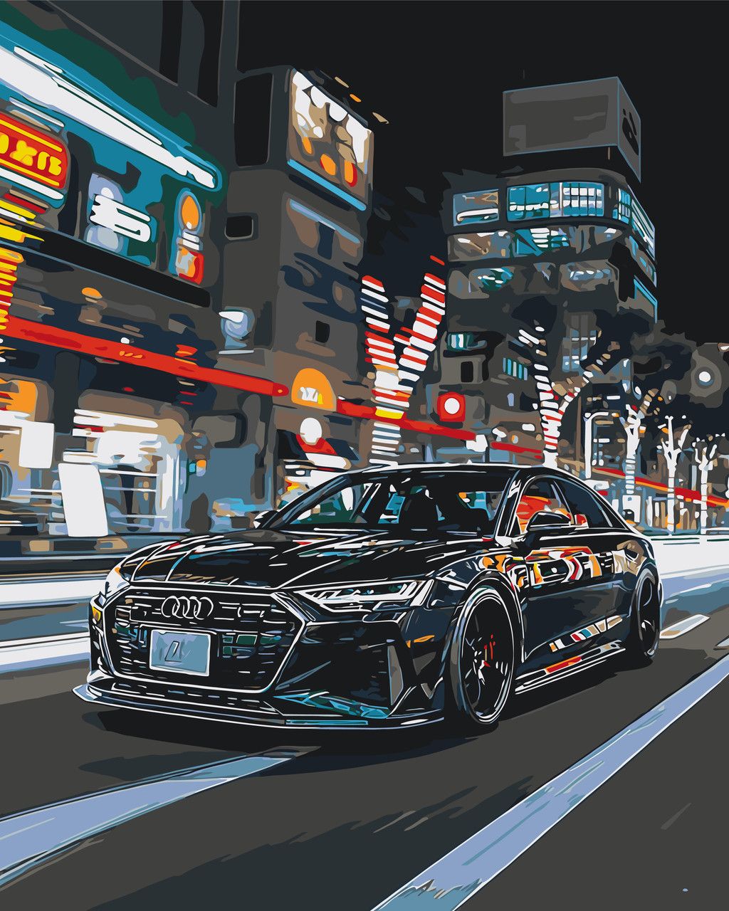 Pictura pe numere „Auto. Audi neagra” 40*50 cm Origami, LW3402