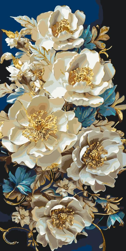 Картина по номерам «Пионы» с красками металлик 40*80 см Оригами, LW5166