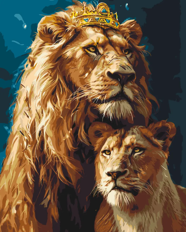 Mozaic cu diamante „Regele leu și leoaica” 40×50 cm Origami, OD0320