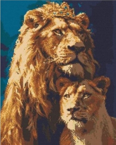 Mozaic cu diamante „Regele leu și leoaica” 40×50 cm Origami, OD0320