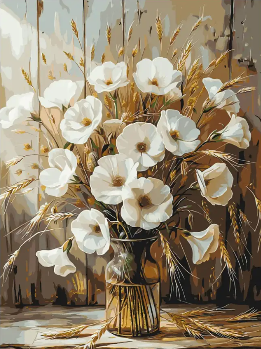 Mozaic cu diamante pe numere „Buchet de maci” 40×50 cm Origami, OD30491