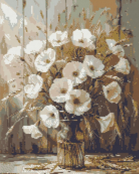 Mozaic cu diamante pe numere „Buchet de maci” 40×50 cm Origami, OD30491