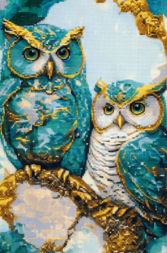 Алмазная мозаика «Две совы» 40*50 см Оригами, OD3405