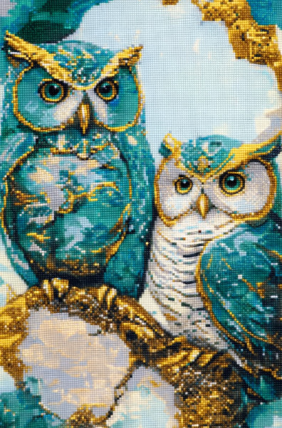 Алмазная мозаика «Две совы» 40*50 см Оригами, OD3405