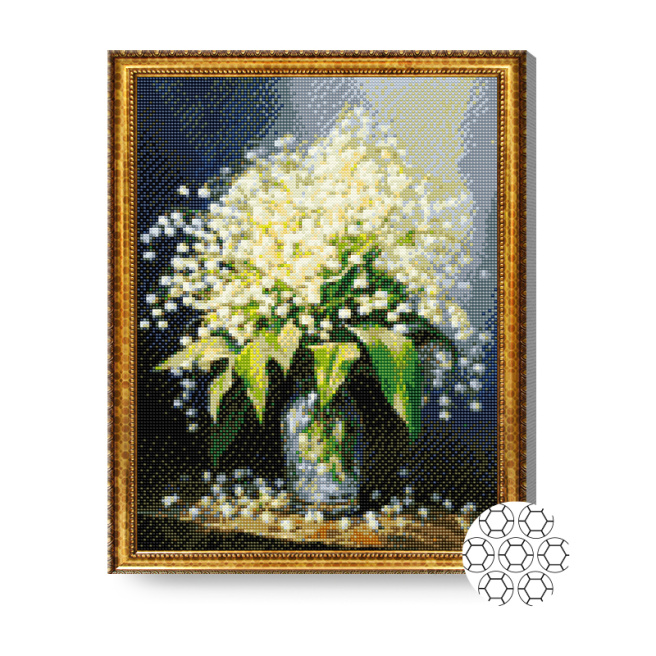 Mozaic cu diamante pătrate ,,Lăcrămioare gingașe,, 40x50 cm, GA86380