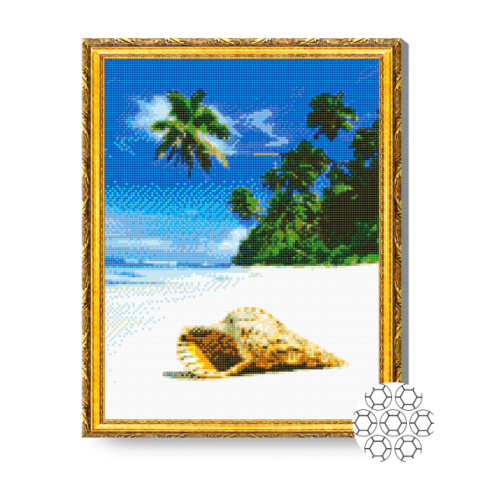 Алмазная мозаика ,,Ракушка на белоснежном песке,, 40x50 см GA82845