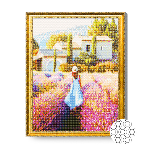 Mozaic cu diamante ,,Fată în câmpul de levănțică,, 40x50 cm, GA82476
