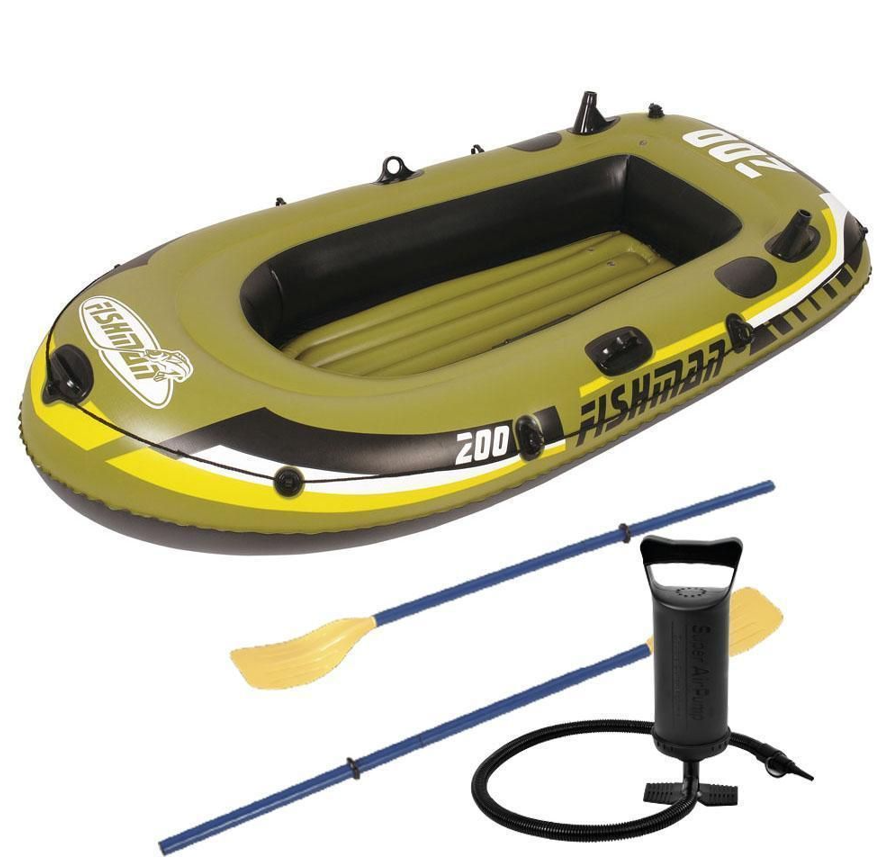 Надувная лодка “Fishman 200" с веслами и насосом, 218x110x36см, 07207-1