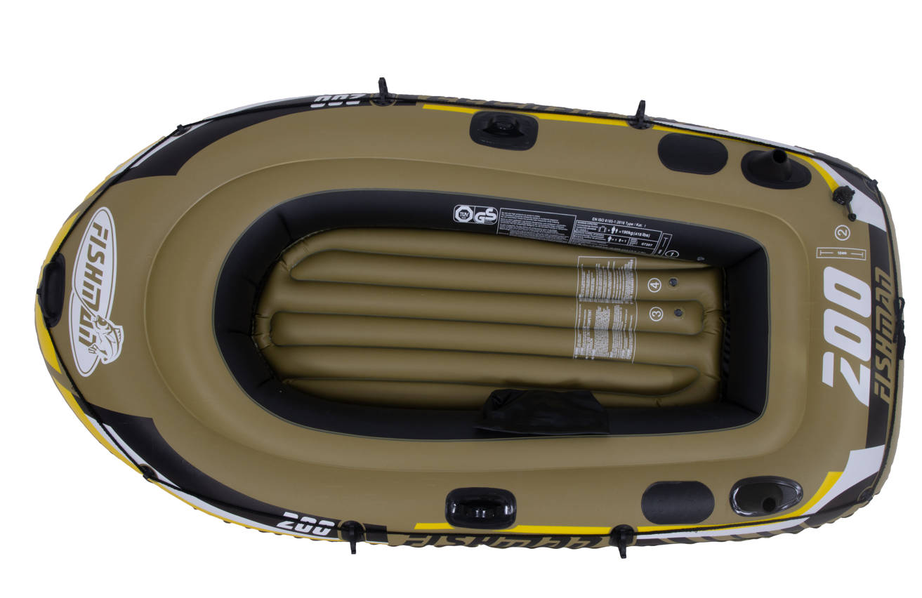 Надувная лодка “Fishman 200" с веслами и насосом, 218x110x36см, 07207-1