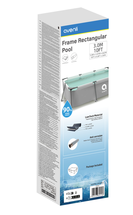 Piscina Avenli 300x2,07x66cm, 3701L, cadru metalic, 17771