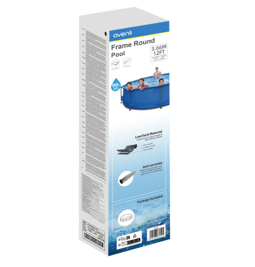 Piscina Avenli 366x76cm, 6125L, cadru metalic, 11799