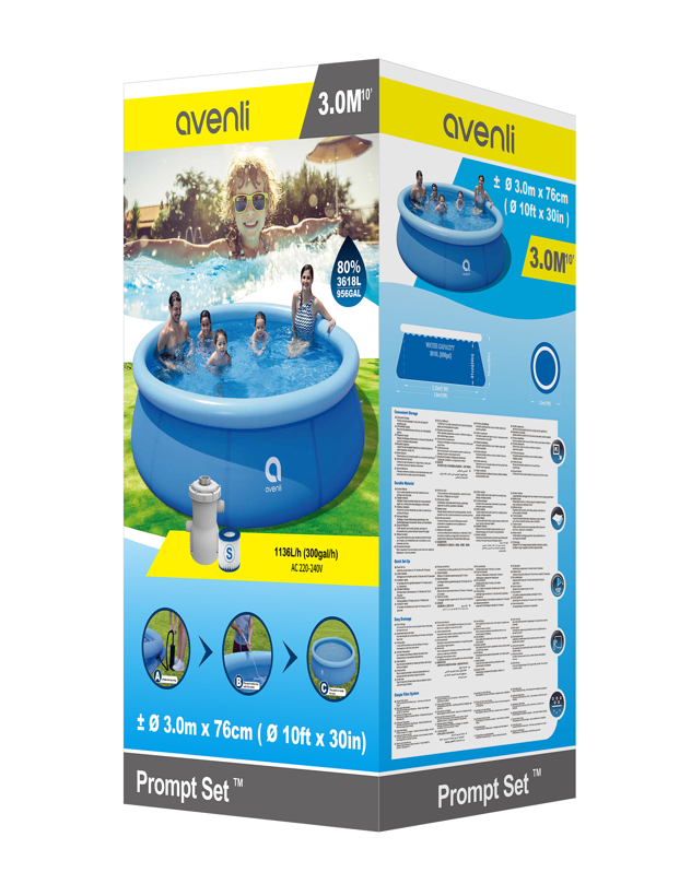 Piscina gonflabila Avenli 305x76cm, 2074L, pompa, filtru, 17793EU