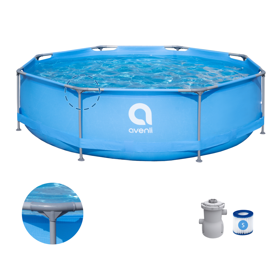 Бассейн Avenli 305x76cм, 2074 Л, металлический каркас, фильтр-насос, 12254EU